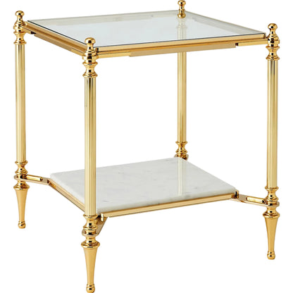 Ford End Table by Global Views in white, red and marble. Made from unique in a unique style.