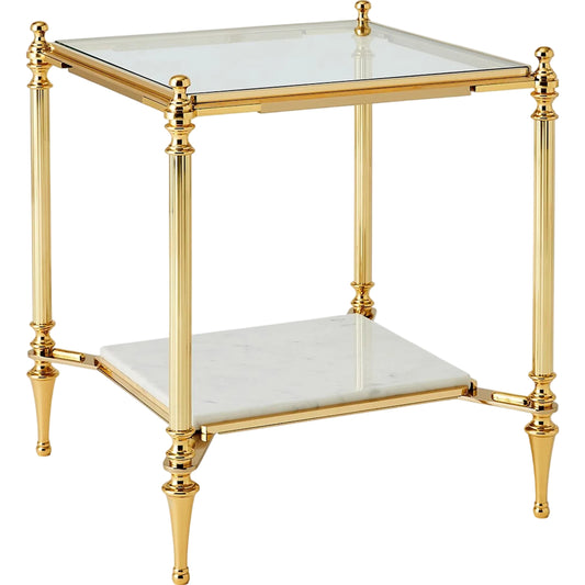 Ford End Table by Global Views in white, red and marble. Made from unique in a unique style.