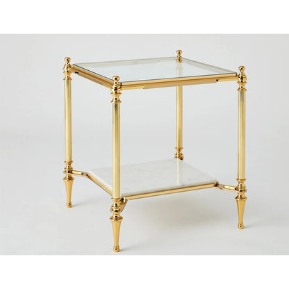Ford Cocktail Table by Global Views in white, red and marble. Made from unique in a unique style.