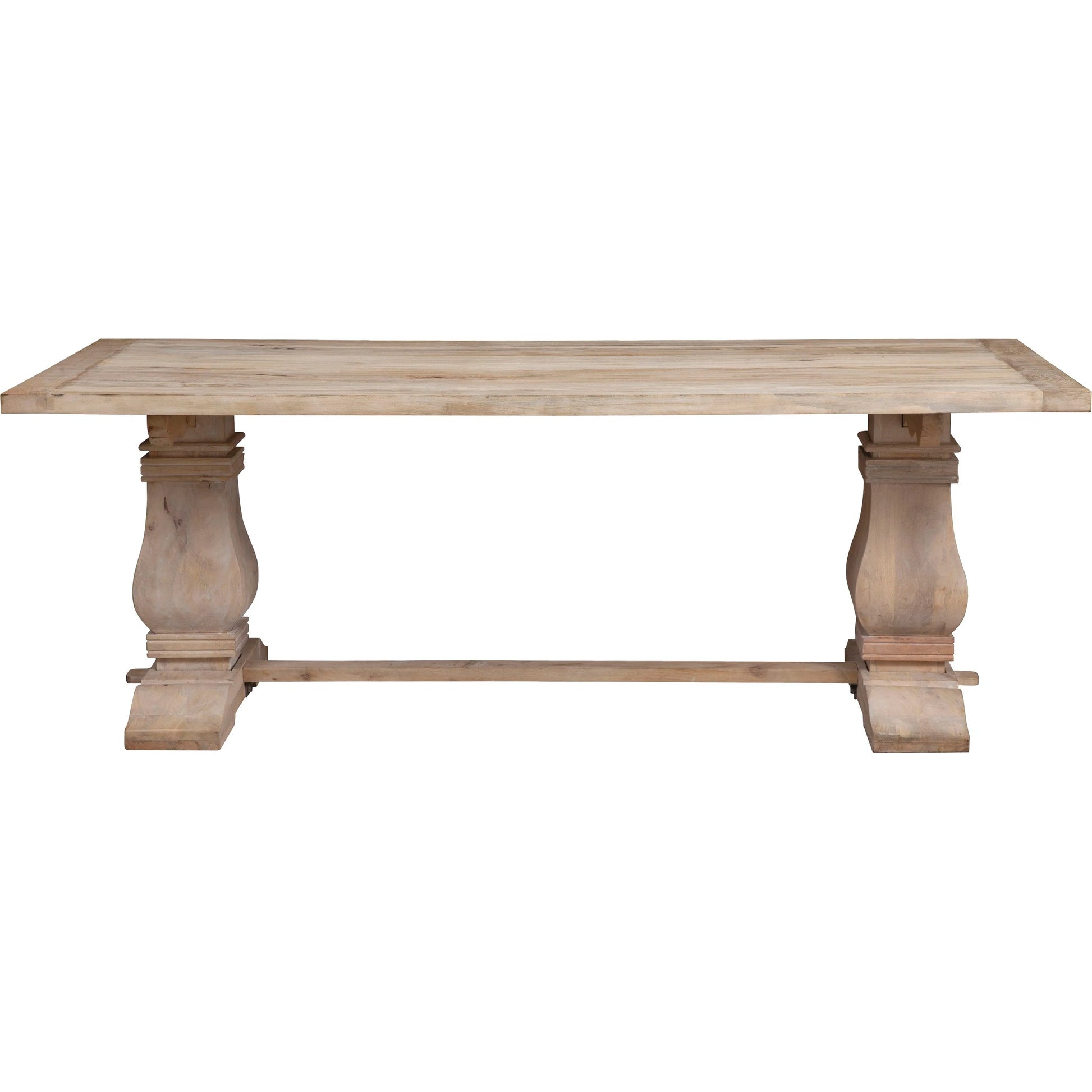 Acquisition Dining Table by Fairfield Chair in light brown and oak. Made from mango solids in a unique style.