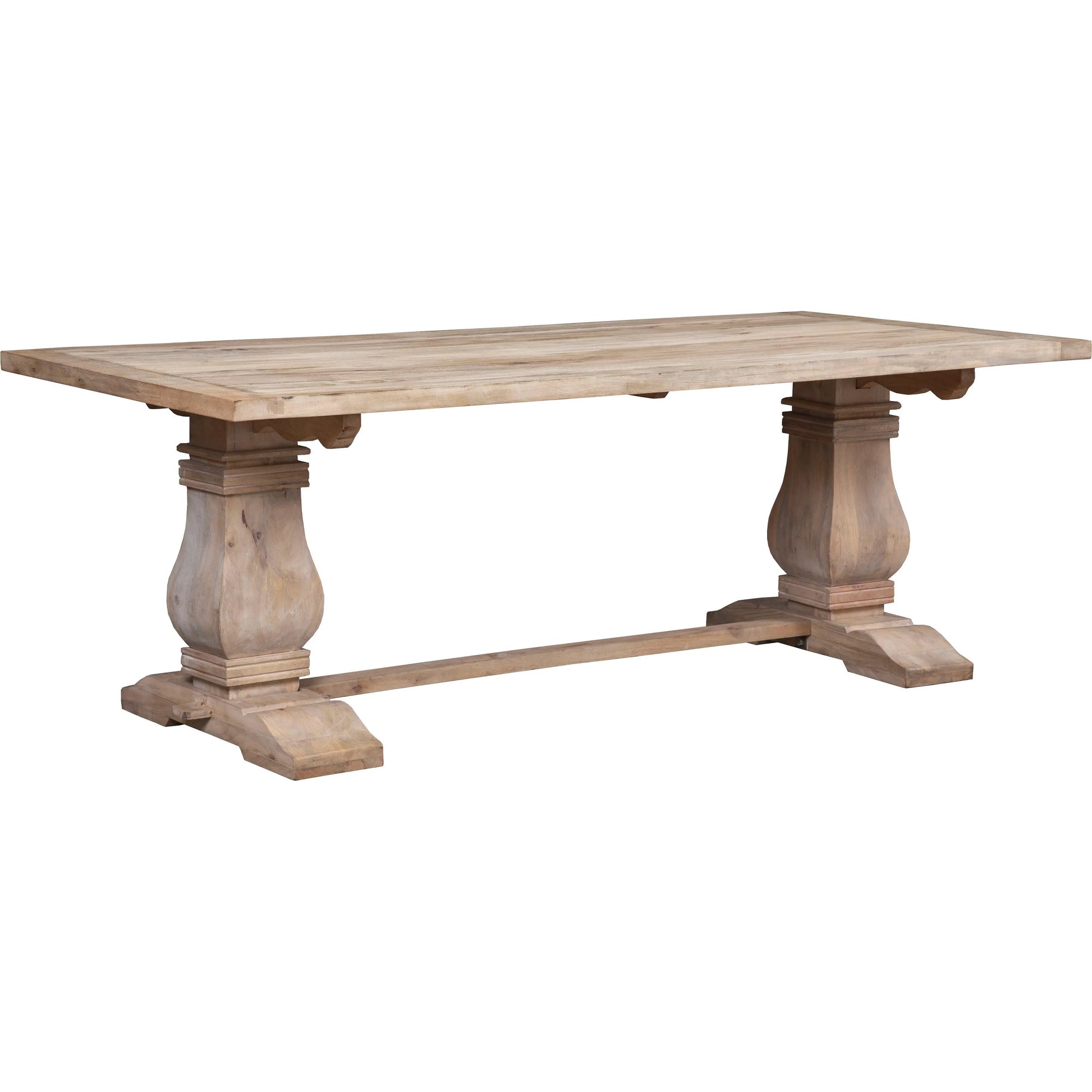 Acquisition Dining Table by Fairfield Chair in light brown and oak. Made from mango solids in a unique style.