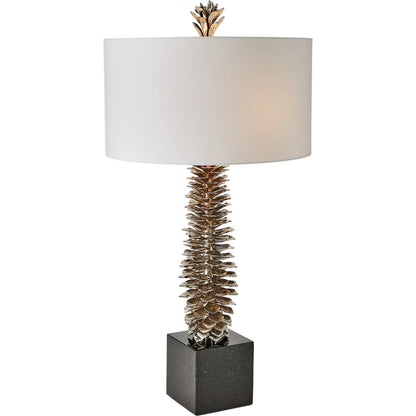 Pinecone Table Lamp by Global Views. Made from brass, granite in a modern style.