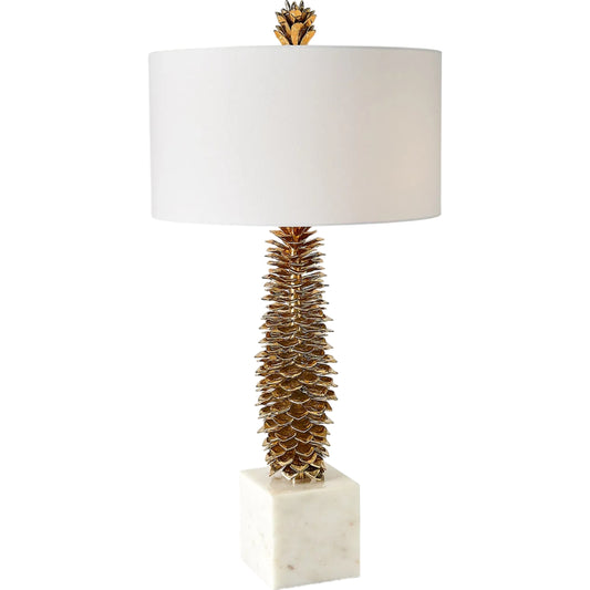 Pinecone Table Lamp by Global Views. Made from brass, granite in a modern style.
