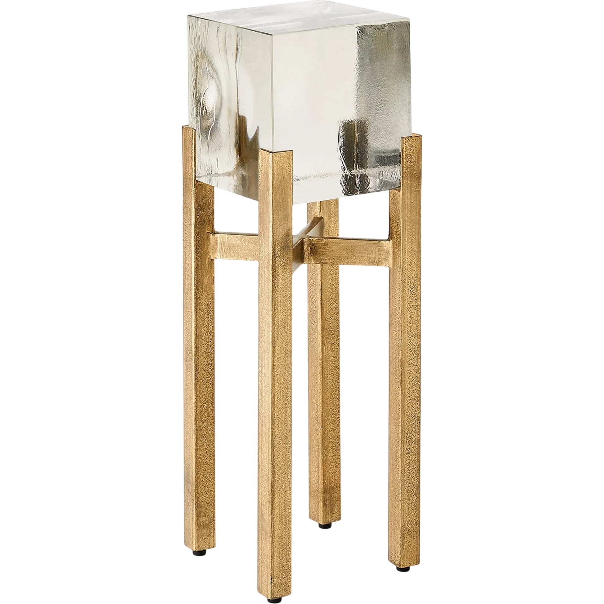 Ice Block Table by Global Views in single. Made from iron, cast glass in a modern style.