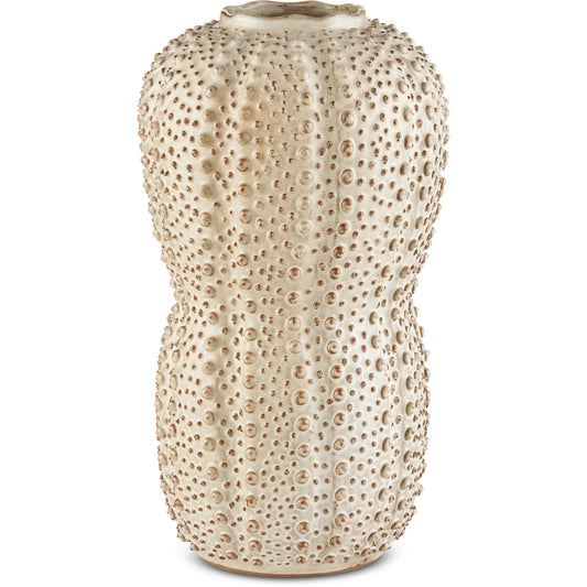 Peanut Vase by Currey and Company in ivory, brown. Made from ceramic in a modern style.