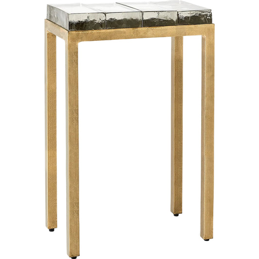 Ice Block Quad Table by Global Views in quad. Made from iron, cast glass in a modern style.