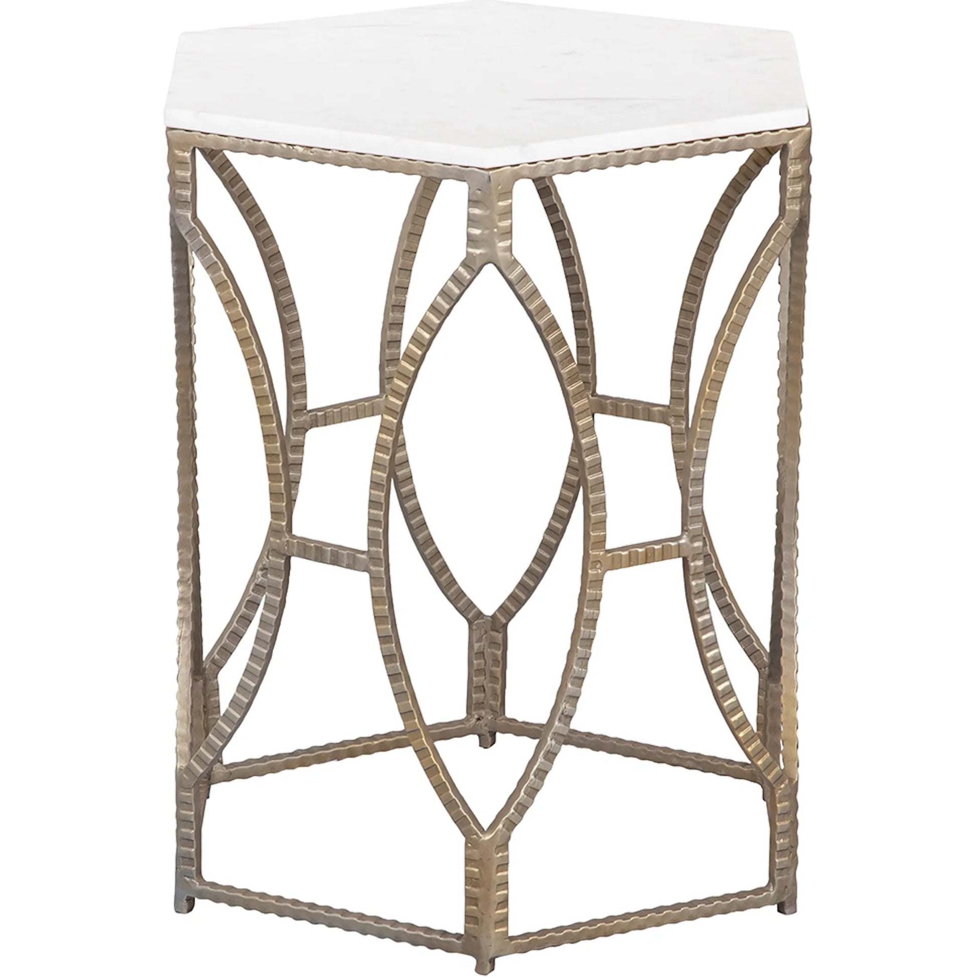 La Bella Carrara Marble Top Drink Table by Fairfield Chair in stone and marble. Made from metal base, white marble top in a unique style.