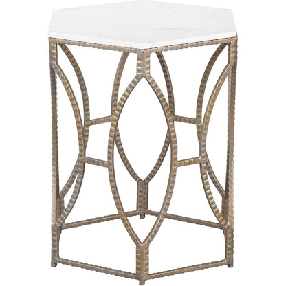La Bella Carrara Marble Top Drink Table by Fairfield Chair in stone and marble. Made from metal base, white marble top in a unique style.
