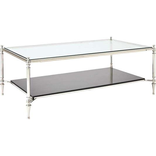 Medford Cocktail Table by Global Views in nickel. Made from brass, iron, stainless steel, glass, granite in a unique style.