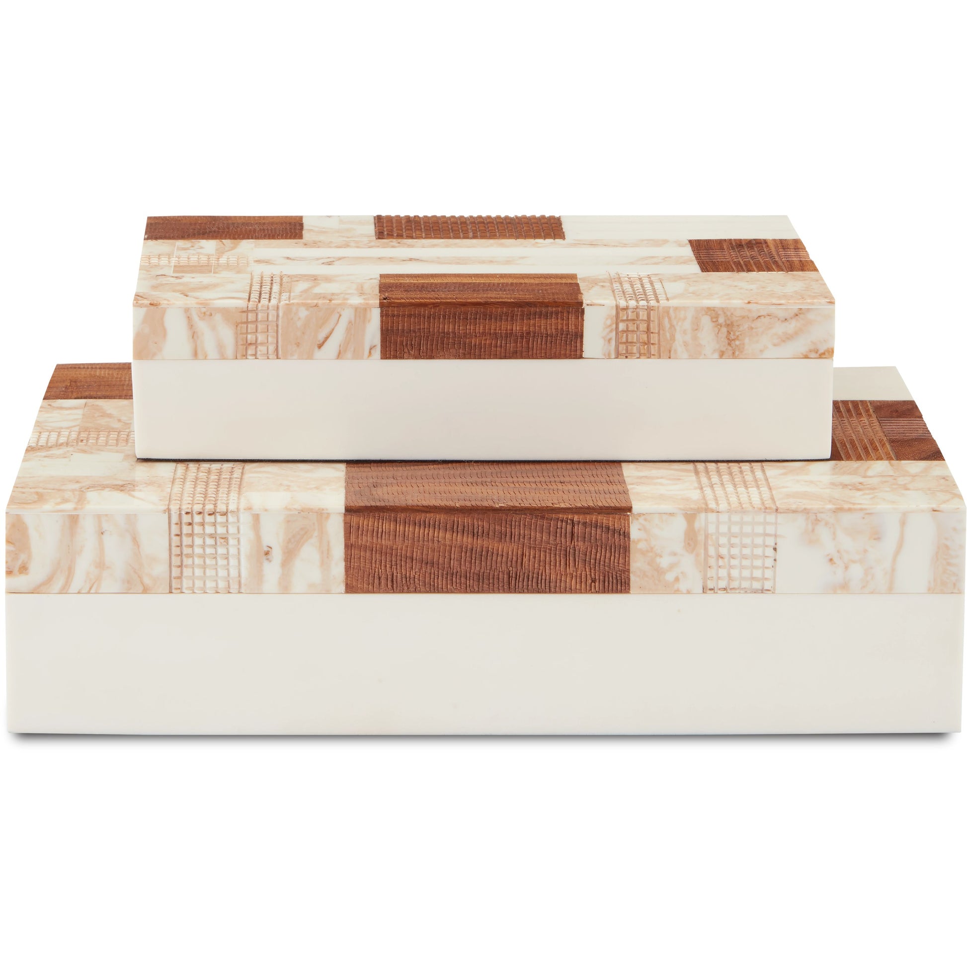 1940S Box Set by Currey and Company in beige, brown, ivory, natural. Made from composite, fabric, wood in a traditional style.