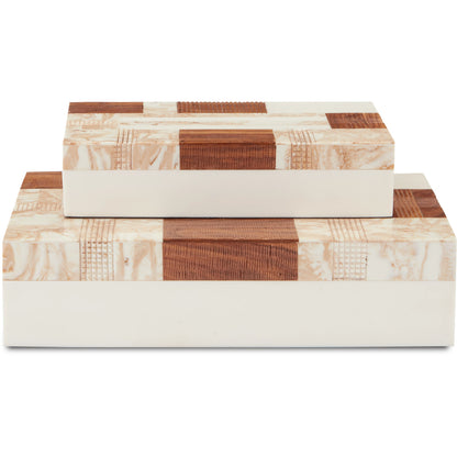 1940S Box Set by Currey and Company in beige, brown, ivory, natural. Made from composite, fabric, wood in a traditional style.