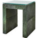Posh Side Table by Global Views. Made from mdf, hair on leather, brass, tempered glass in a transitional style.