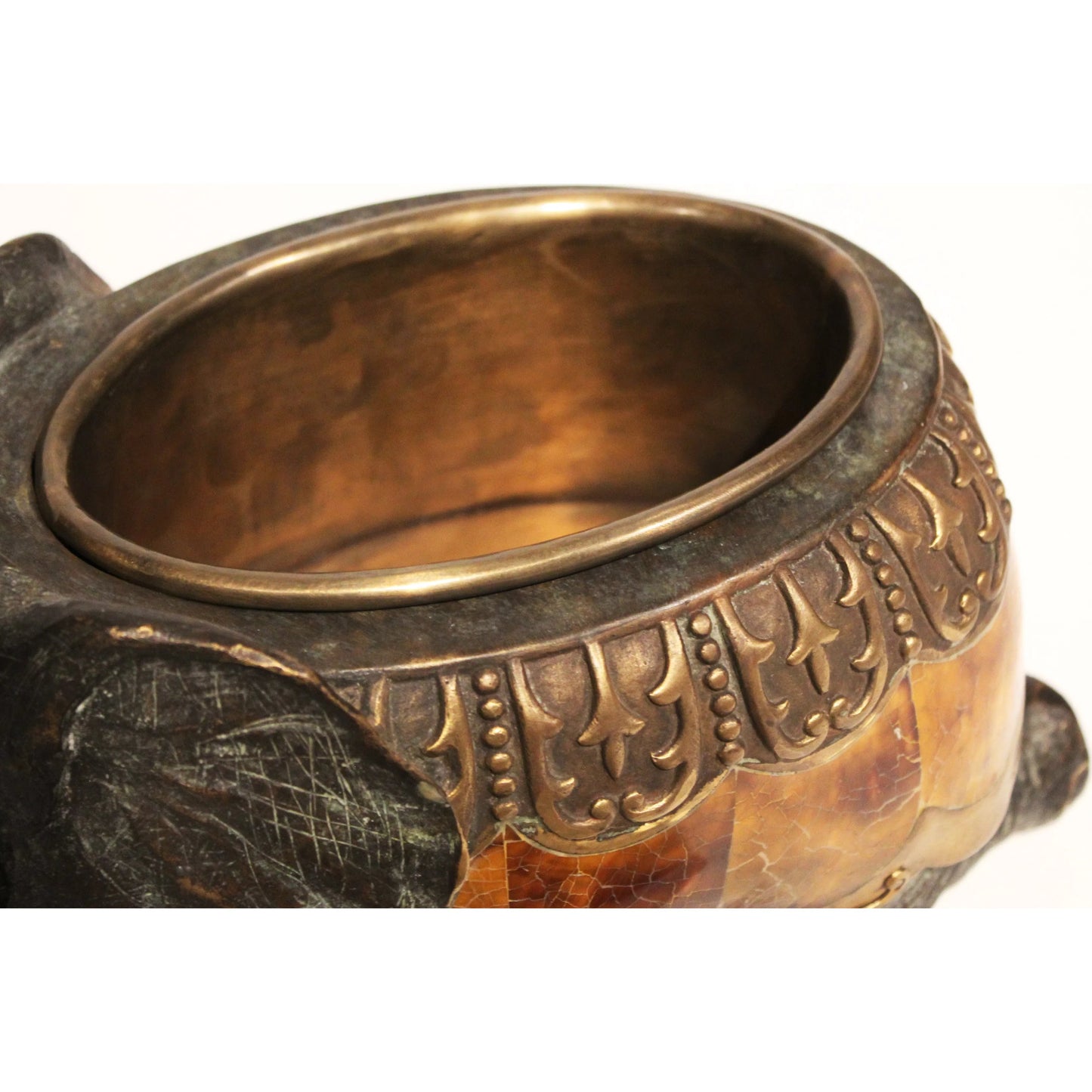 004 SI-2015718 | Closeup | Kneeling Elephant Box by Maitland-Smith. Made from unique in a traditional style.