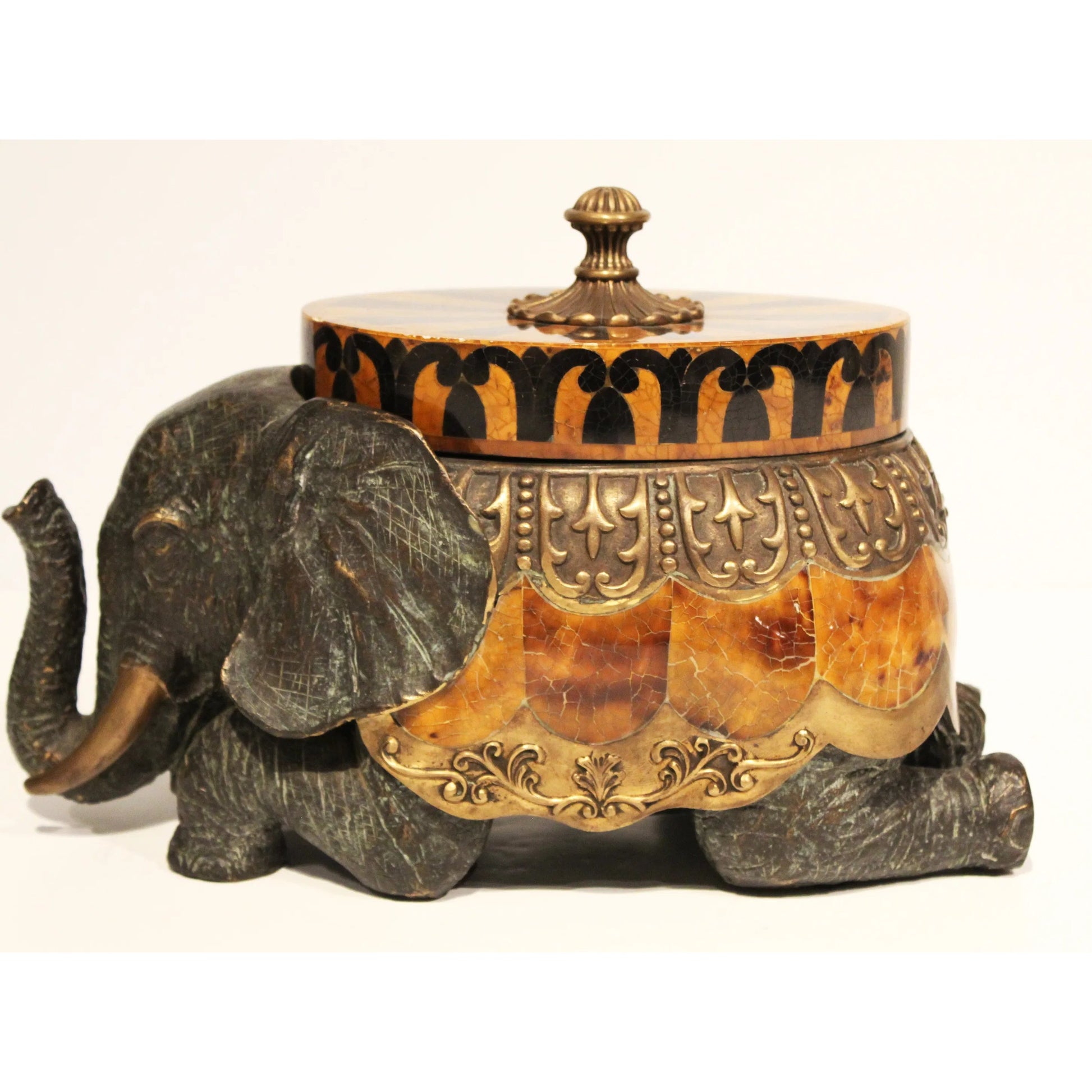 Kneeling Elephant Box by Maitland-Smith. Made from unique in a traditional style.