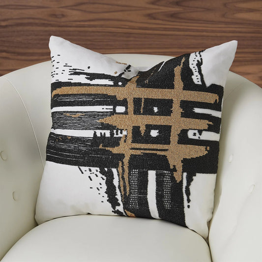 Golden Triple Crosshatch Pillow by Global Views in golden and gold. Made from unique in a modern style.