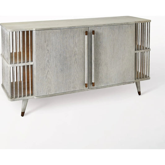 Arbor Media Cabinet by Global Views in white. Made from oak in a transitional style.