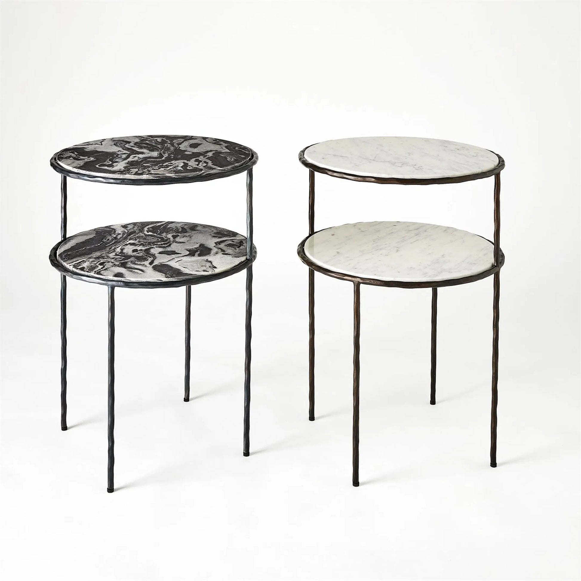 Registrar Tiered Table by Global Views. Made from iron, grey baloon marble in a unique style.