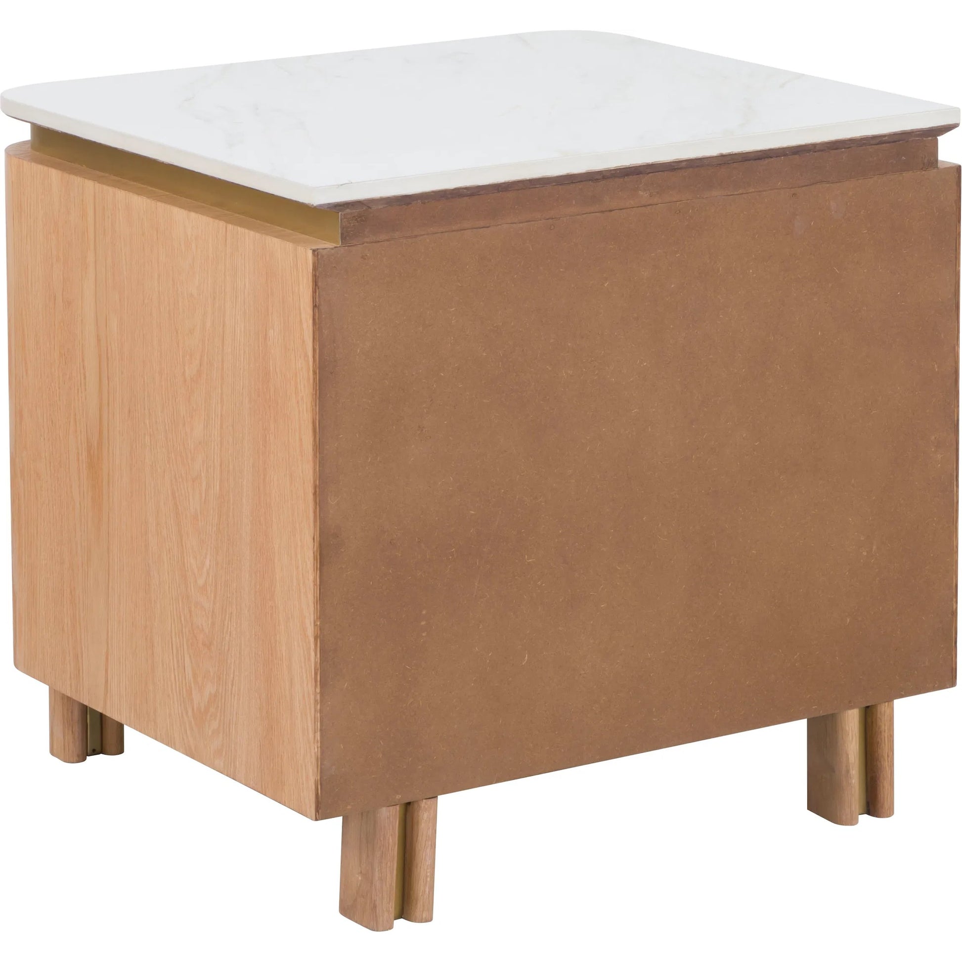 Portobello 2-Drawer End Table by Fairfield Chair in light brown and oak. Made from oak veneers, quartz in a modern style.