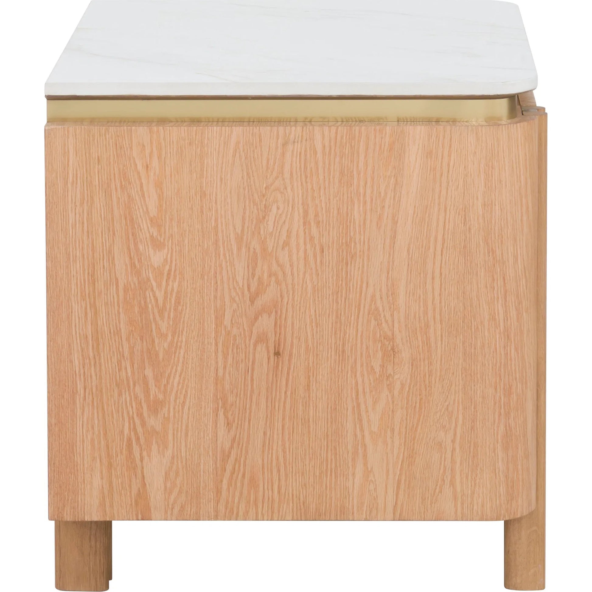 Portobello 2-Drawer End Table by Fairfield Chair in light brown and oak. Made from oak veneers, quartz in a modern style.