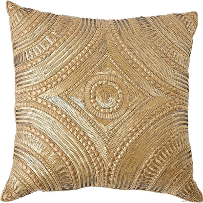 Roman Beaded Pillow by Global Views in gold. Made from unique in a unique style.