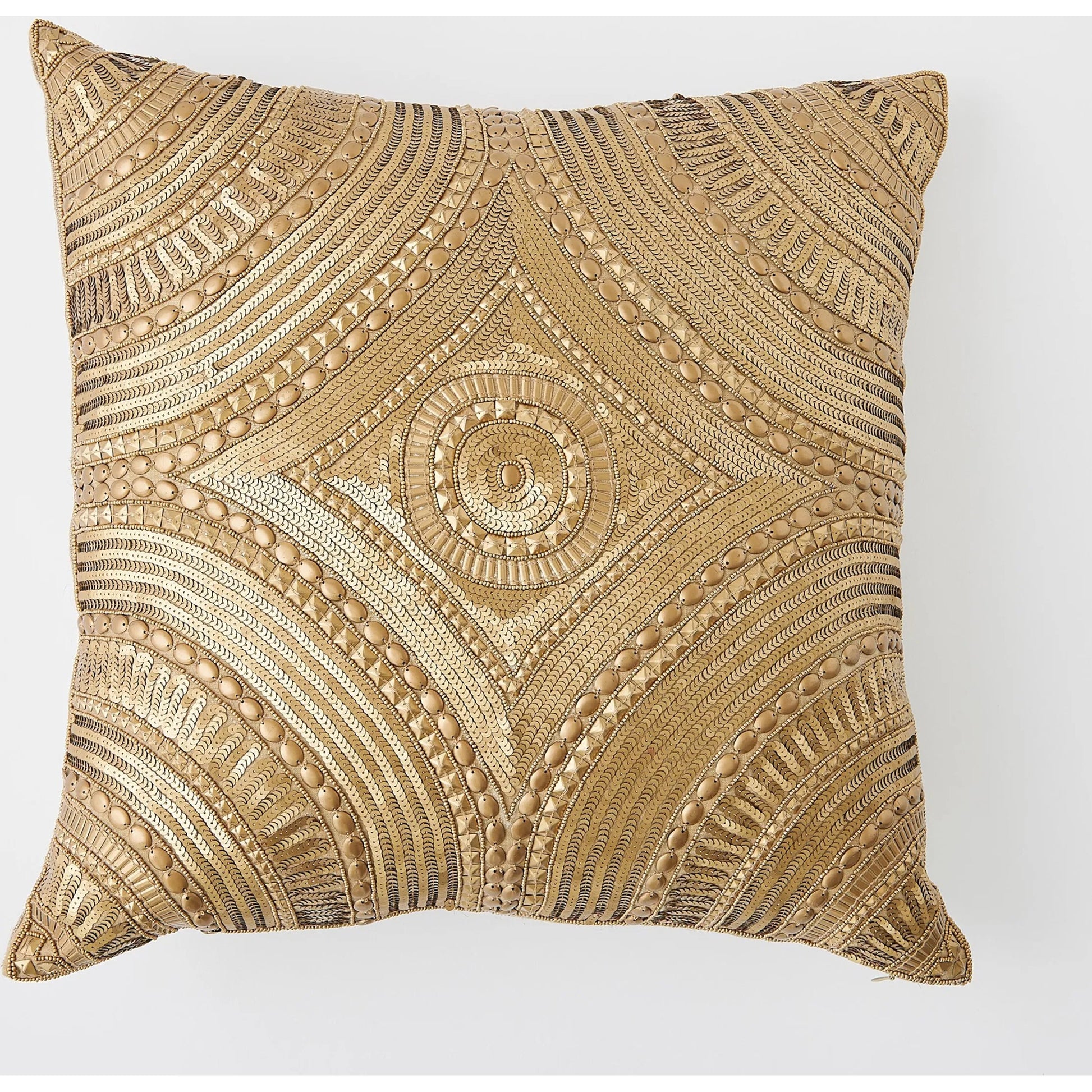 Roman Beaded Pillow by Global Views in gold. Made from unique in a unique style.