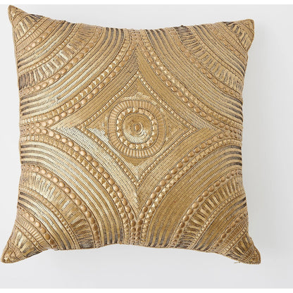 Roman Beaded Pillow by Global Views in gold. Made from unique in a unique style.