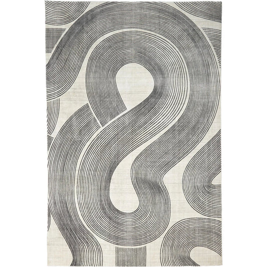 Wander Rug by Global Views in cream, charcoal. Made from 90% viscose, 10% wool in a unique style.