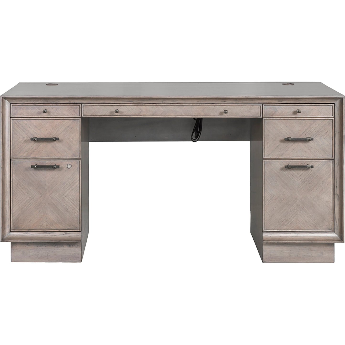 002 SI-2635971 | Additional Silo | Expedition Pedestal Desk by Fairfield Chair in brown and grecian clay. Made from figured eucalyptus, oak solids in a unique style.