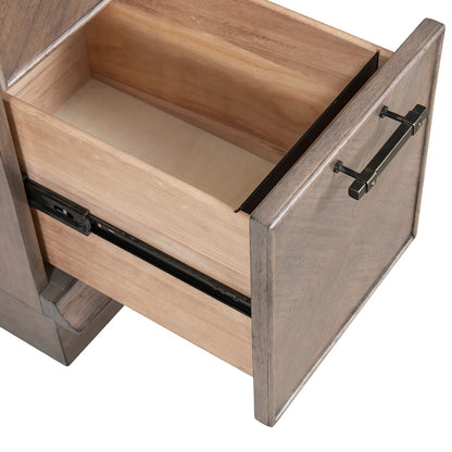 Expedition Pedestal Desk by Fairfield Chair in brown and grecian clay. Made from figured eucalyptus, oak solids in a unique style.