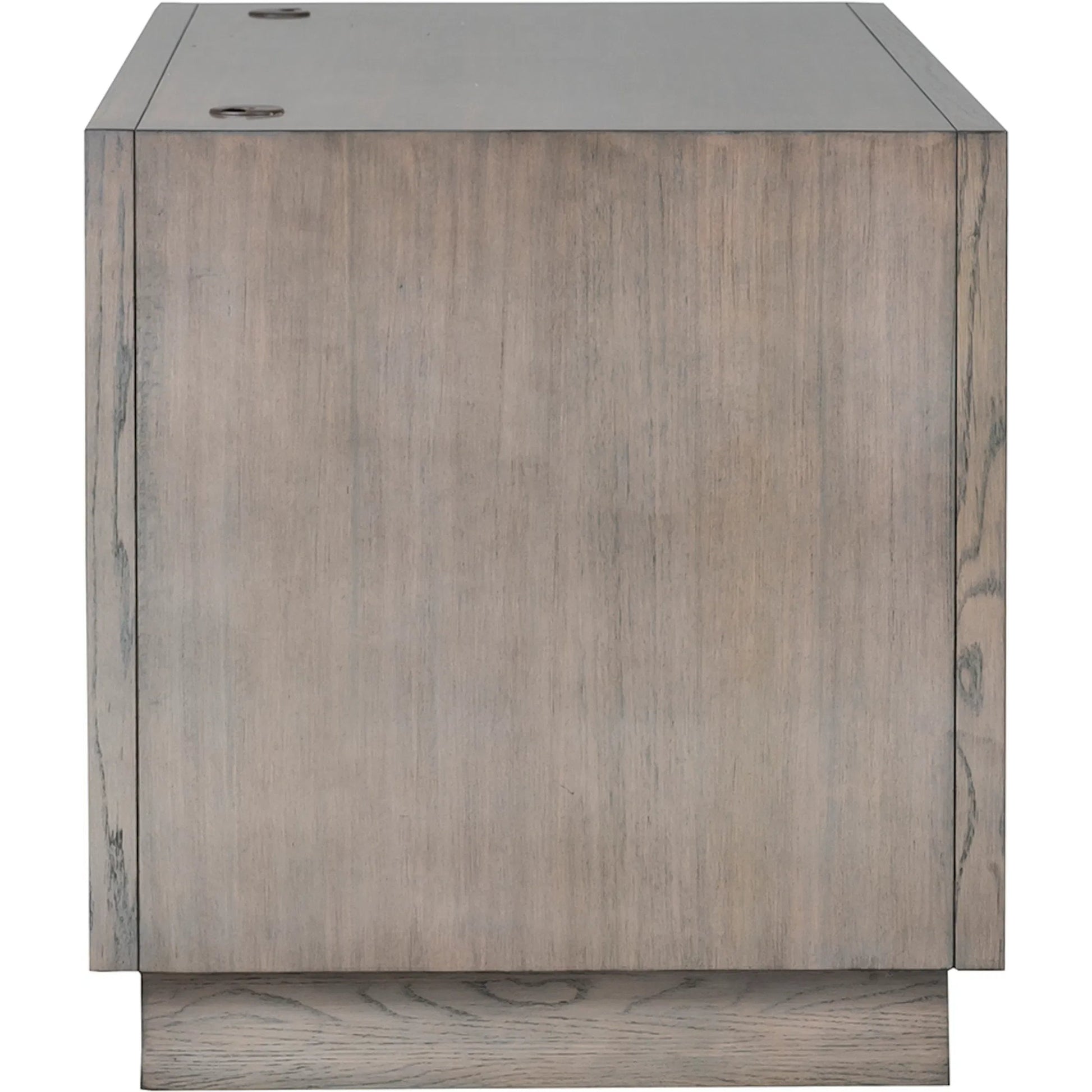 Expedition Pedestal Desk by Fairfield Chair in brown and grecian clay. Made from figured eucalyptus, oak solids in a unique style.