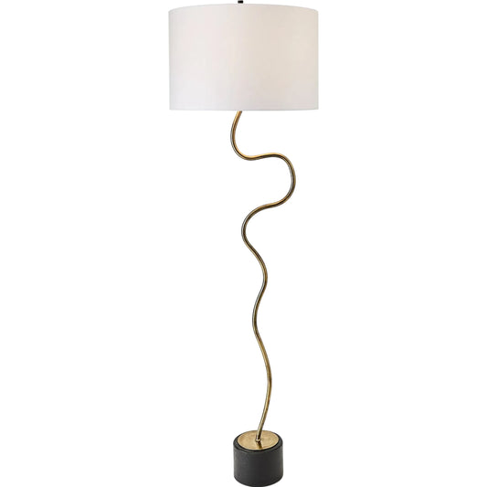001 SI-2323919 | Primary Silo | Loop Floor Lamp by Global Views in black, white, off-white, tan and brass. Made from unique in a unique style.