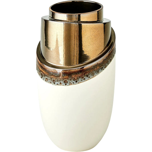 Slant Stack Vase by Global Views in reactive bronze. Made from earthenware (ceramic) in a unique style.