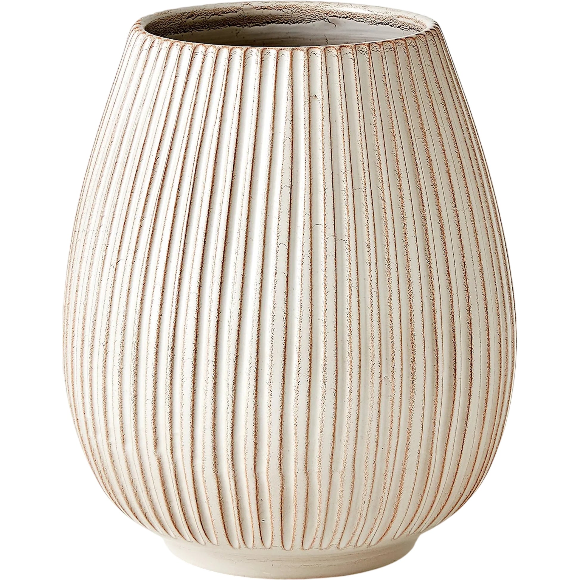 Vertical Ribbed Vase by Global Views in natural. Made from ceramic in a unique style.