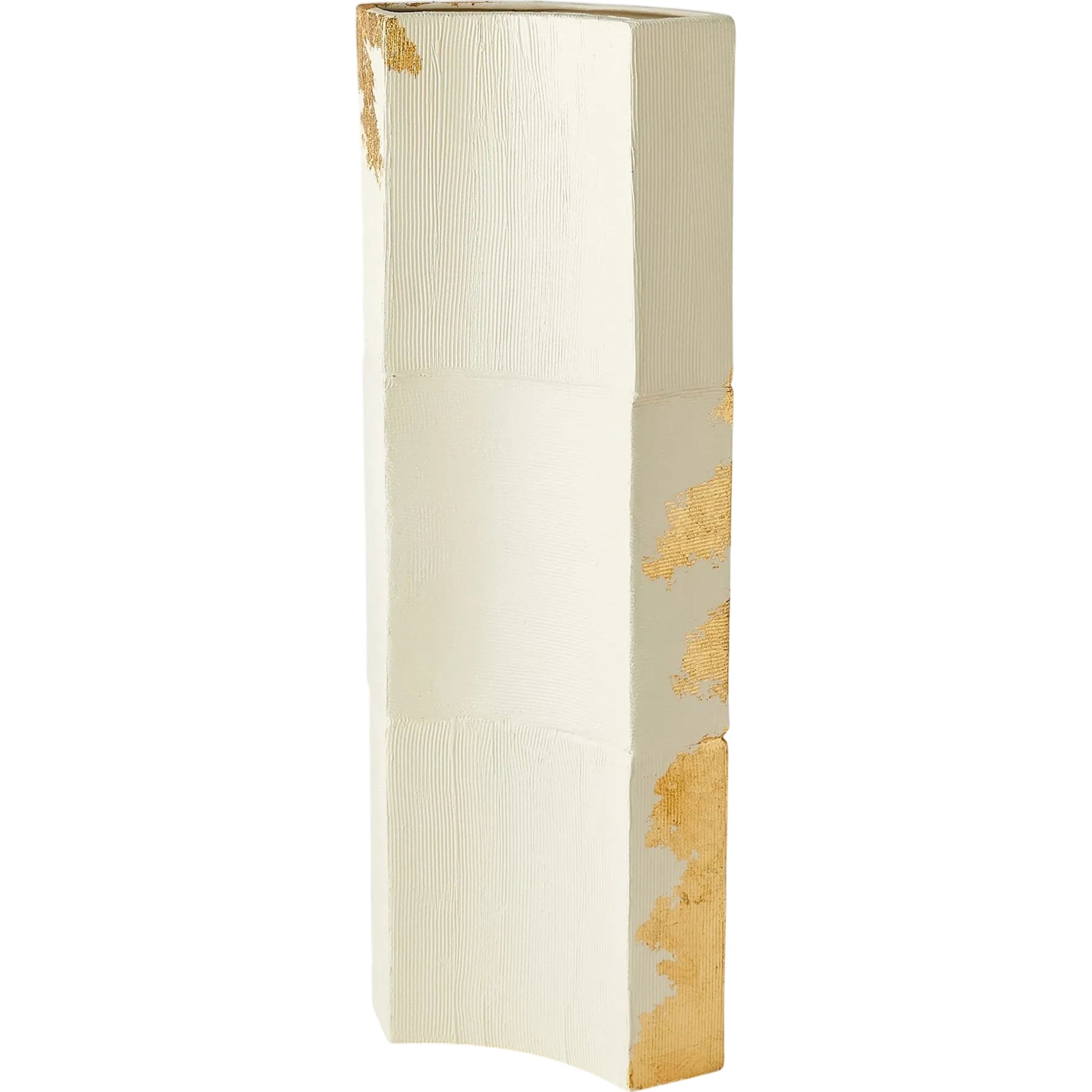 Splashy Gold Leaf Vase by Global Views in natural. Made from ceramic in a unique style.