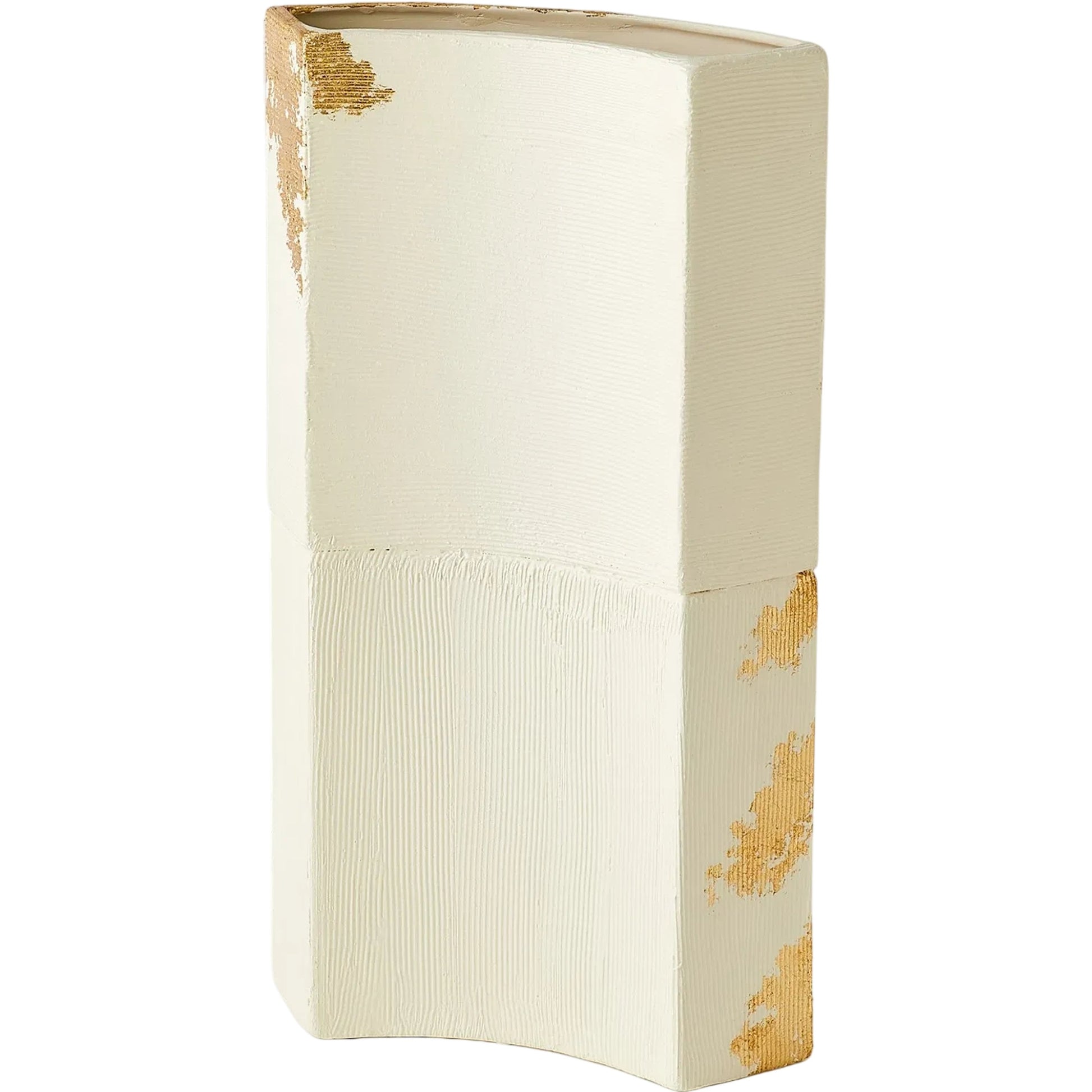 Splashy Gold Leaf Vase by Global Views in natural. Made from ceramic in a unique style.
