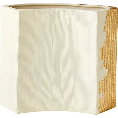 Splashy Gold Leaf Vase by Global Views in natural. Made from ceramic in a unique style.