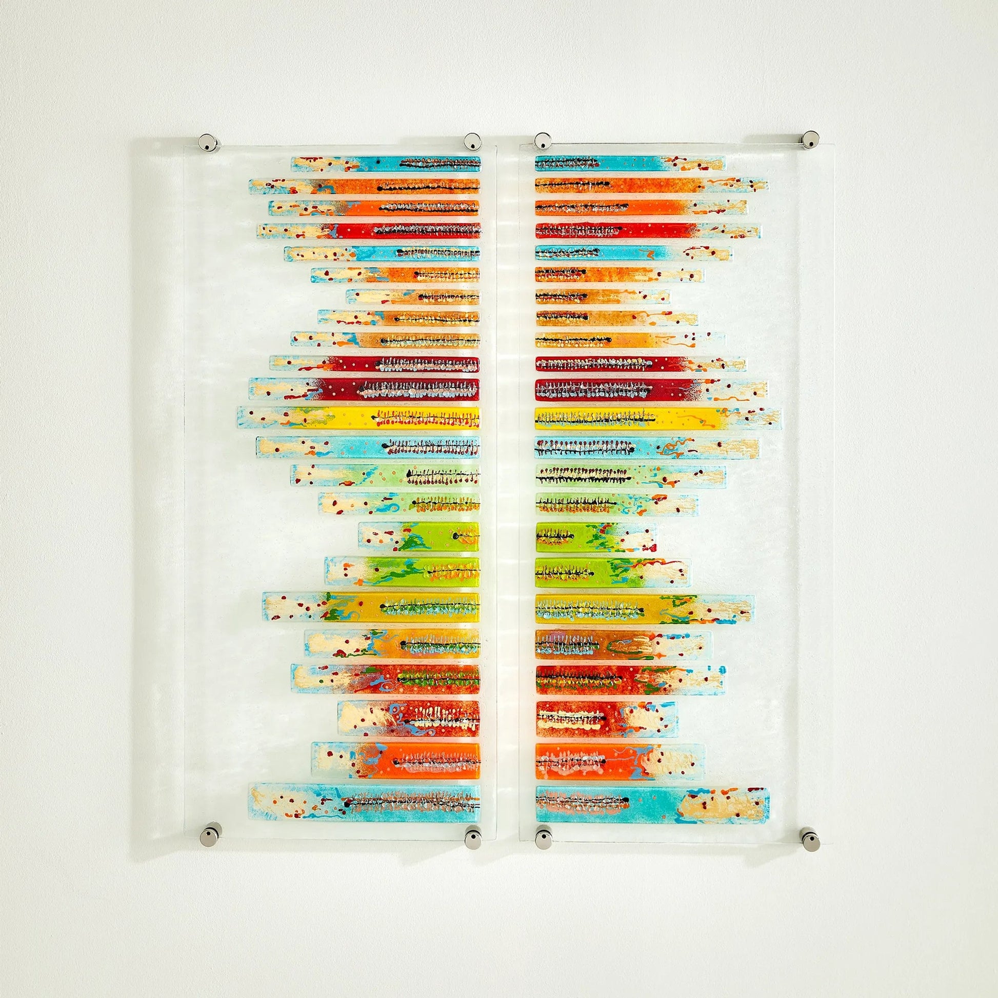 Sticks Fused Glass Wall Art by Global Views in sand, red, tan and clear. Made from unique in a eclectic & global style.