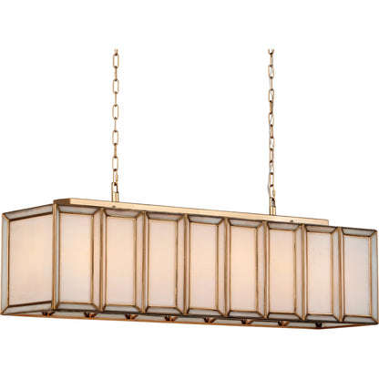 Daze Chandelier by Currey and Company in white, antique brass. Made from glass, brass, metal in a modern style.
