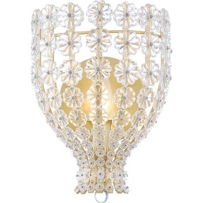 Floral Park Wall Sconce by Hudson Valley in polished nickel. Made from brass in a cottage & farmhouse style.