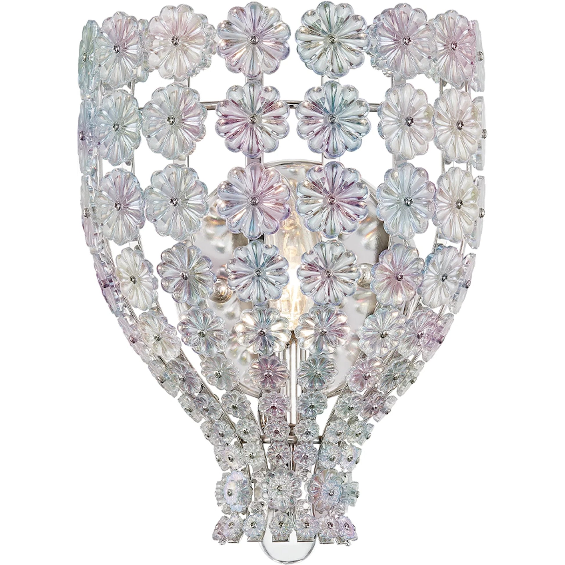 Floral Park Wall Sconce by Hudson Valley in polished nickel. Made from brass in a cottage & farmhouse style.