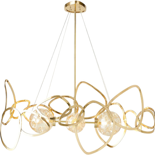 Aura Chandelier by Global Views. Made from brass, glass in a unique style.