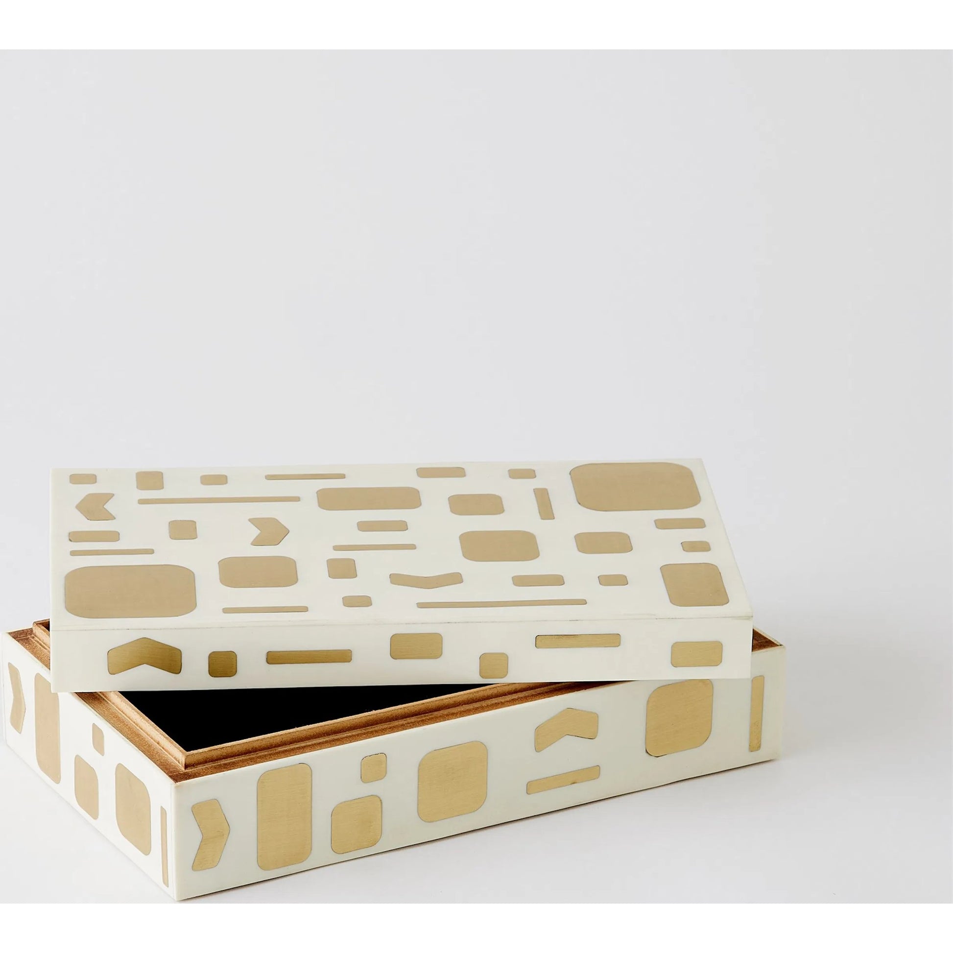 Brass Jali Box by Global Views. Made from mdf, resin, brass in a modern style.