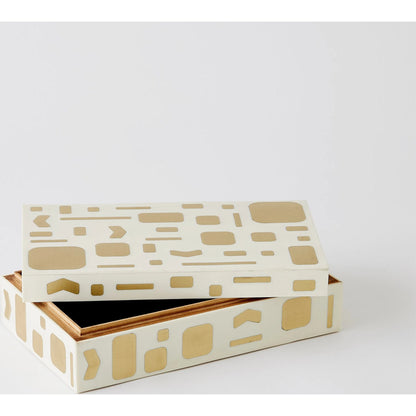 Brass Jali Box by Global Views. Made from mdf, resin, brass in a modern style.