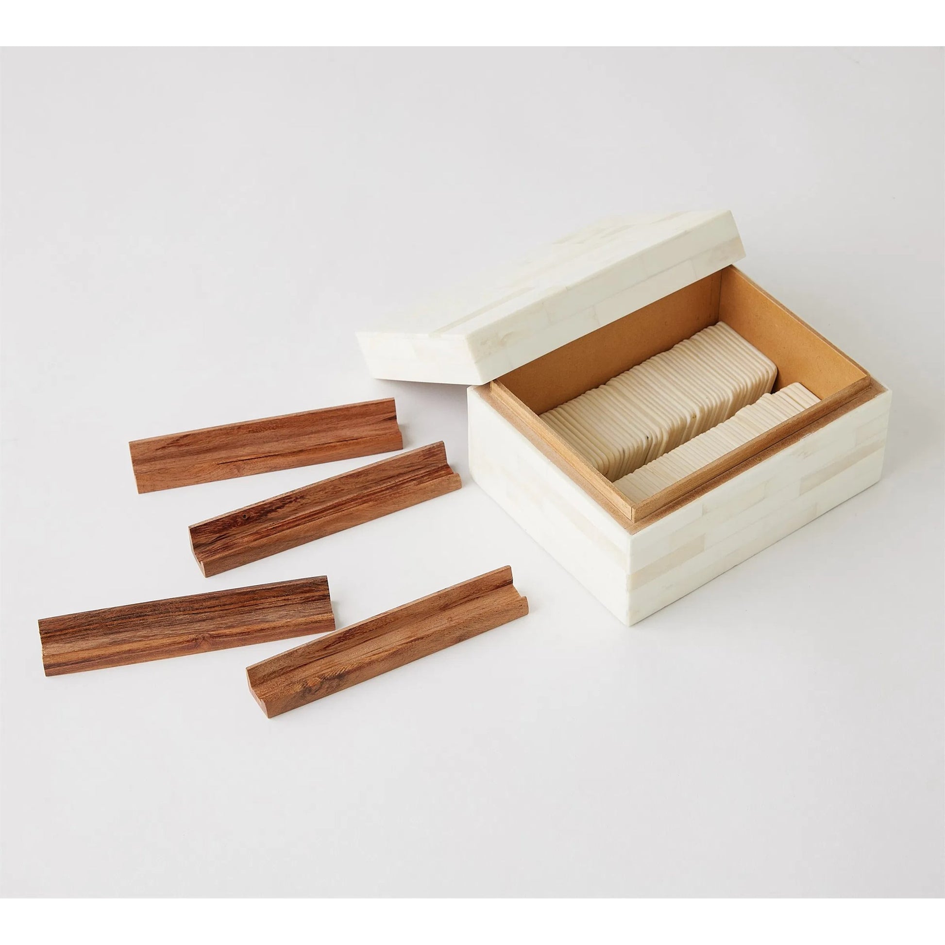 Boxed Bone Card Set by Global Views. Made from mdf, resin, aluminum, buffalo bone, horn - bubalus bubalis - country of origin - india in a traditional style.