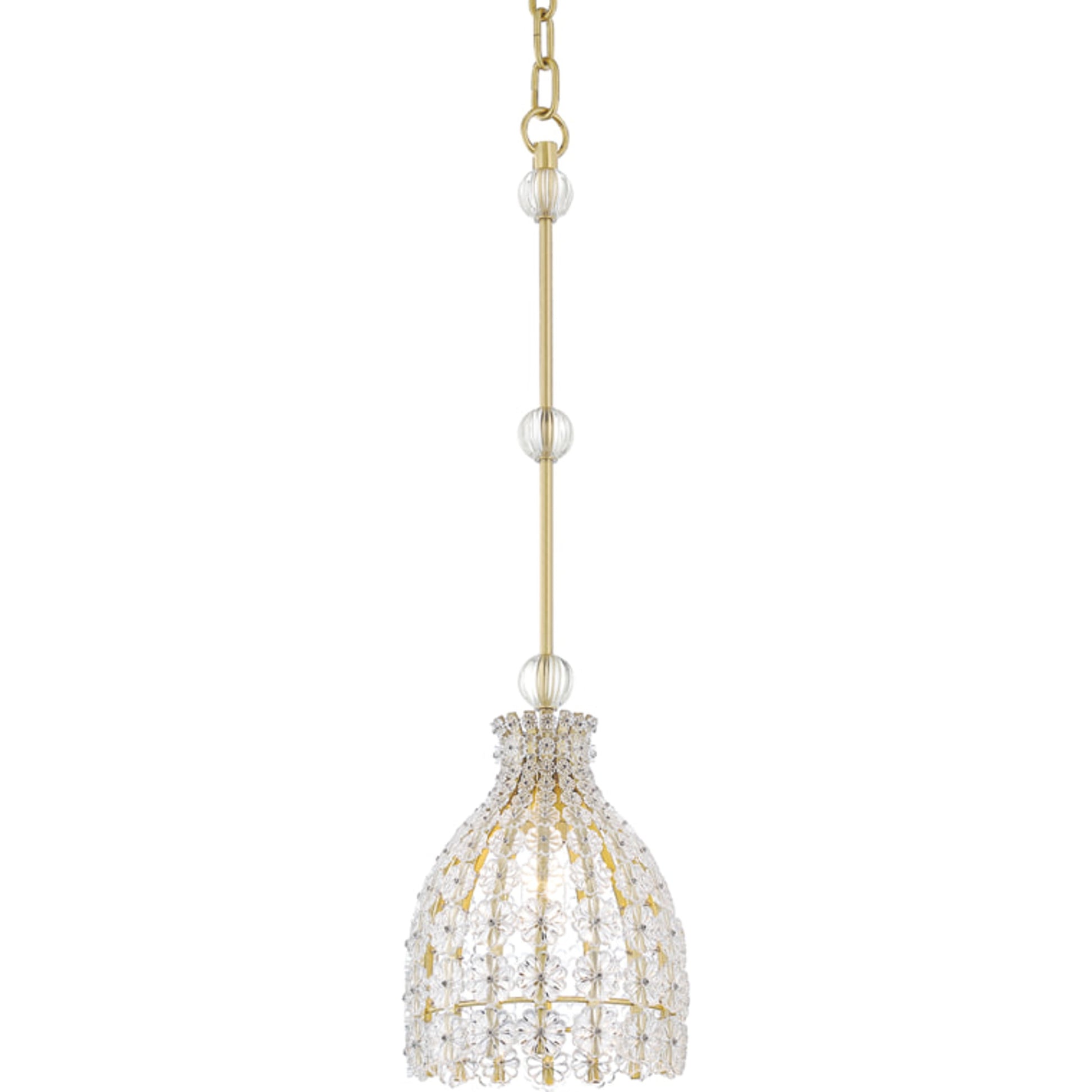 Floral Park Pendant by Hudson Valley in aged brass. Made from brass in a cottage & farmhouse style.