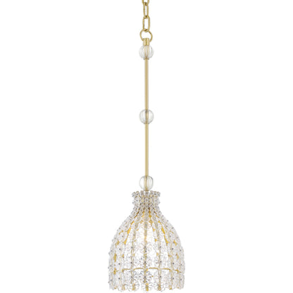 Floral Park Pendant by Hudson Valley in aged brass. Made from brass in a cottage & farmhouse style.