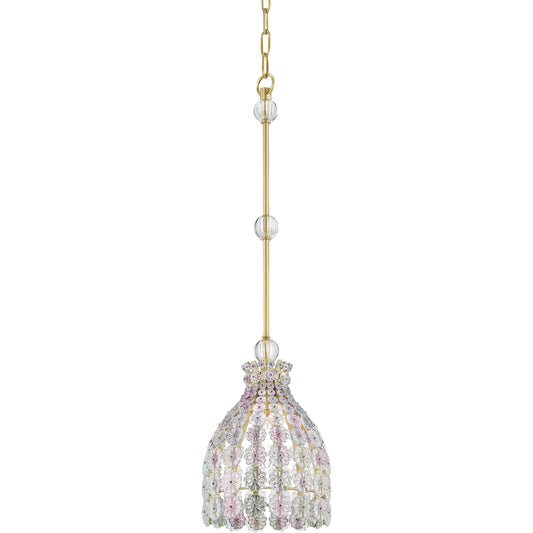 Floral Park Pendant by Hudson Valley in aged brass. Made from brass in a cottage & farmhouse style.