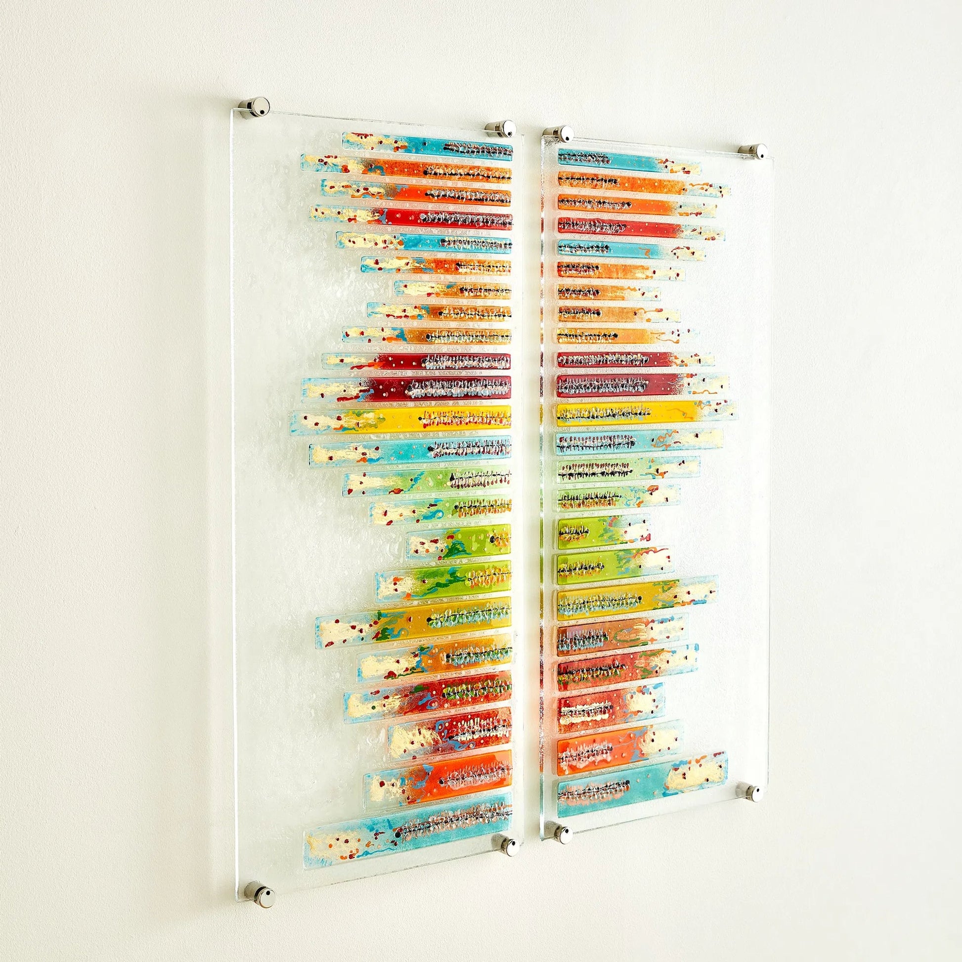 Sticks Fused Glass Wall Art by Global Views in sand, red, tan and clear. Made from unique in a eclectic & global style.