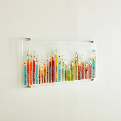 Sticks Fused Glass Wall Art by Global Views in sand, red, tan and clear. Made from unique in a eclectic & global style.