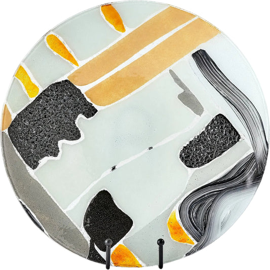 Cashmere Glass Charger by Global Views in natural. Made from art glass in a eclectic & global style.